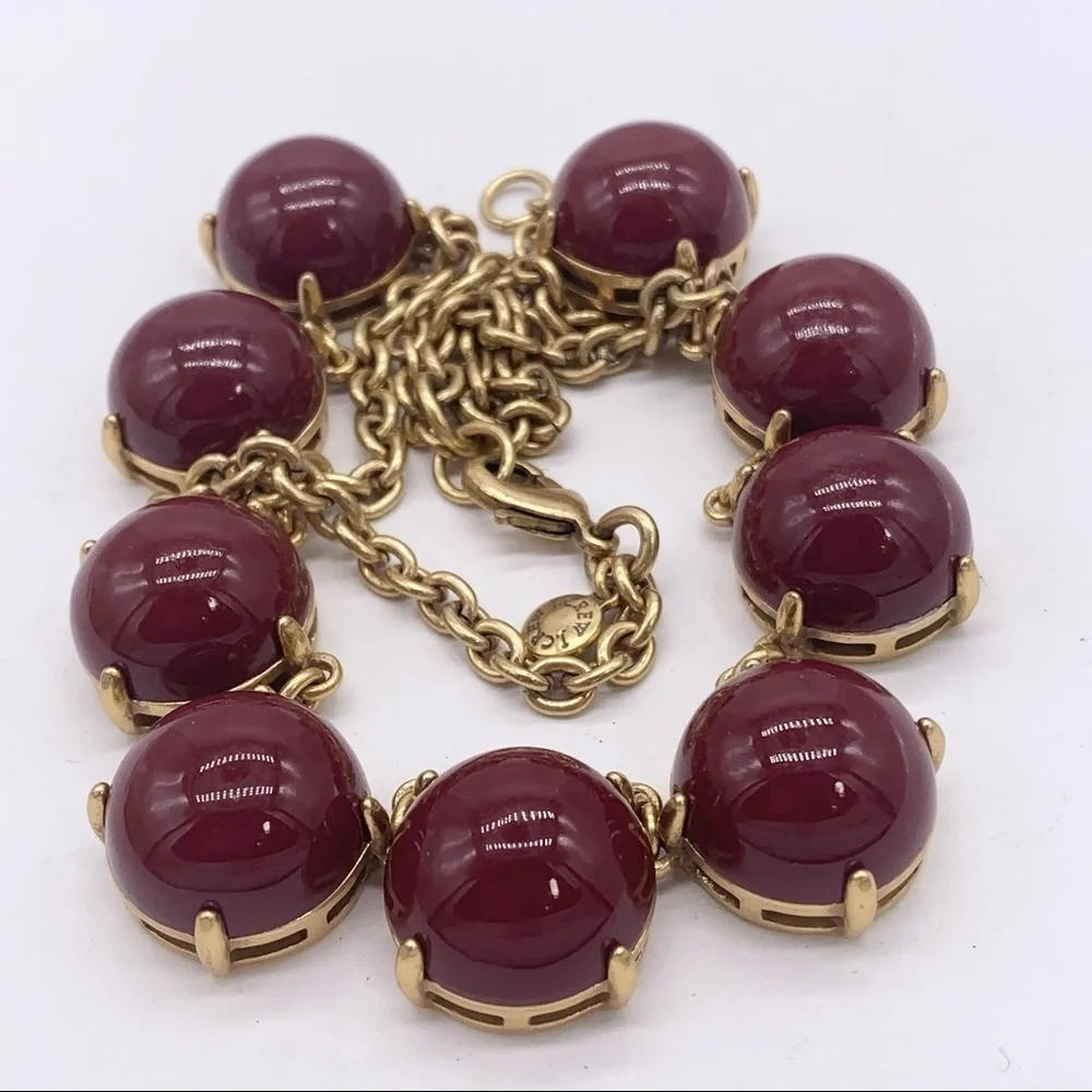 J. Crew Burgundy Bauble Necklace